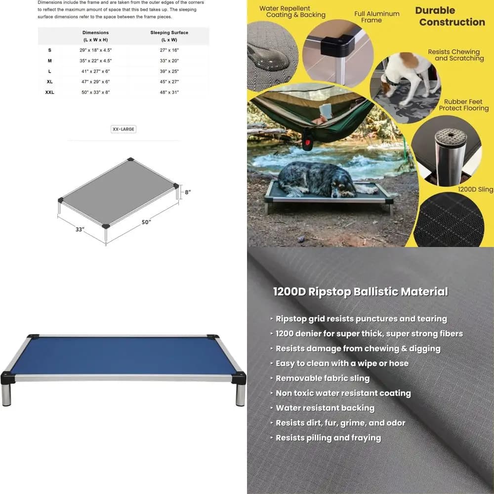 Cuccia per Cani Extra Large e Resistente con Effetto Rinfrescante per Cani che Masticano Aggressivamente - Tessuto Ripstop, Senza Imbottitura, Preassemblata