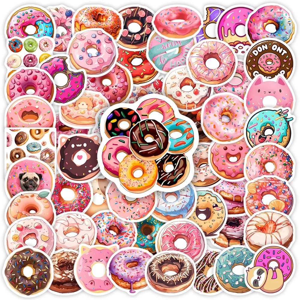Simpatici adesivi da dessert a ciambella Fai da te Giocattolo per bambini Decalcomania regalo per telefoni Laptop Auto Scrapbooking Bagagli Graffiti decorativi Impermeabili