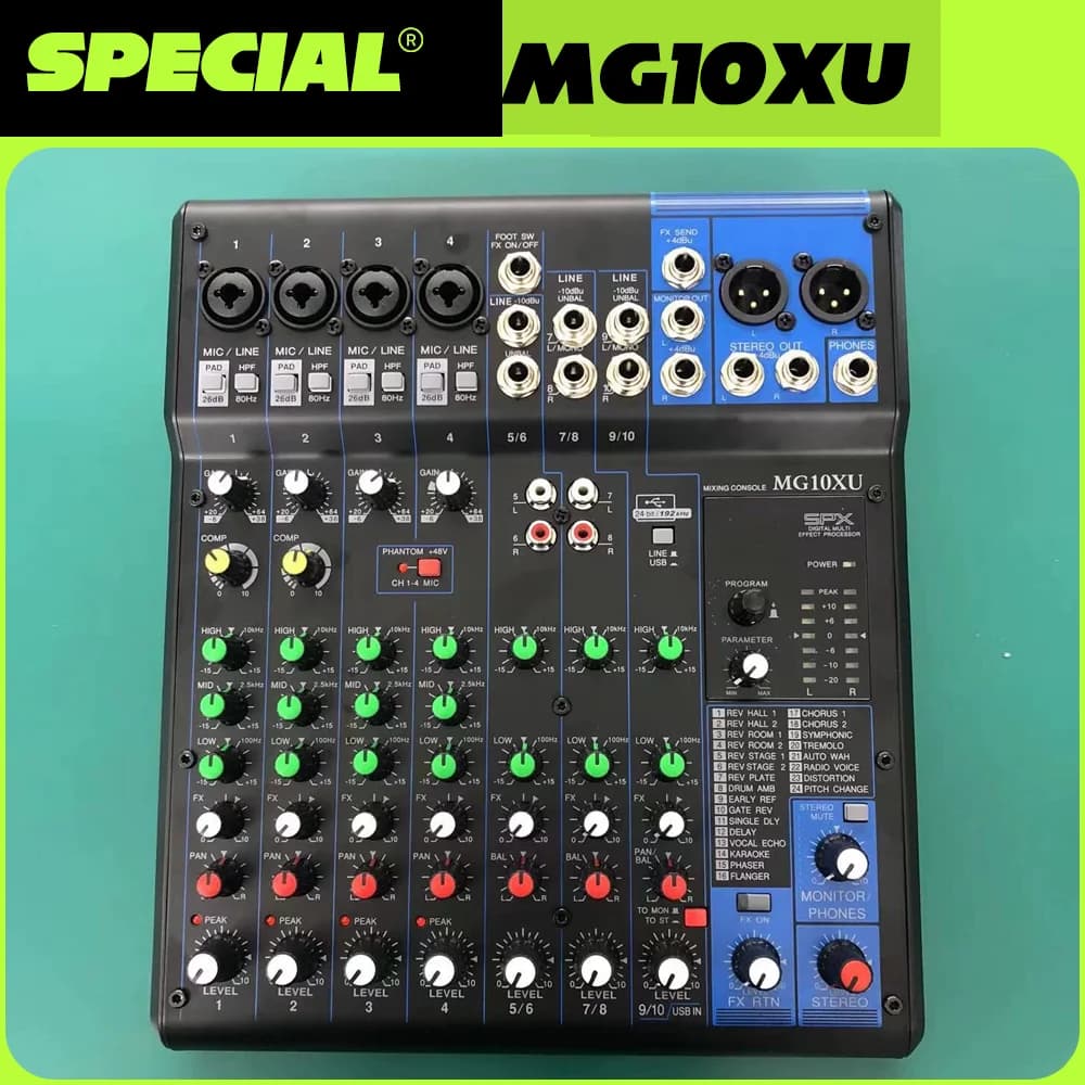 MG10XU 10 Channel Professional Audio Mixer for Karaoke DJ Video & Lighting with Digital Effects Processor