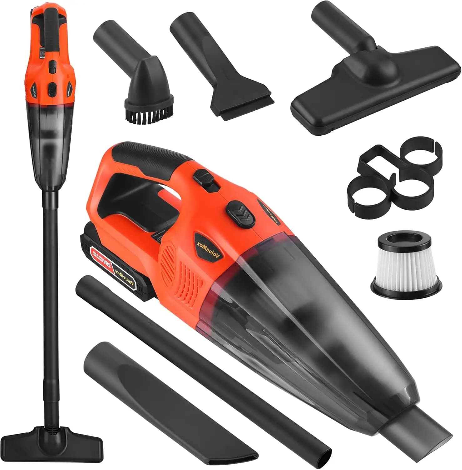 Aspirapolvere Portatile Senza Fili, Batteria Ricaricabile 20V, Multi-Bocchette per Pulizia Auto e Casa