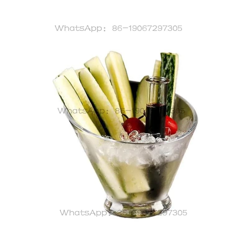 Ciotola in acrilico per cetrioli giapponesi, bicchiere refrigerato commerciale, piatto a provetta per bar, piatto obliquo per frutta secca