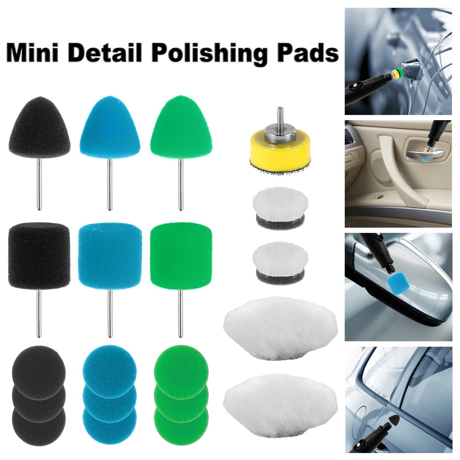 Kit mini tampone per lucidatura da 20 pezzi 1 pollice tampone per lucidatura in lana spugna resistente all'usura dettagli auto trattamento antigraffio per piccole aree universale