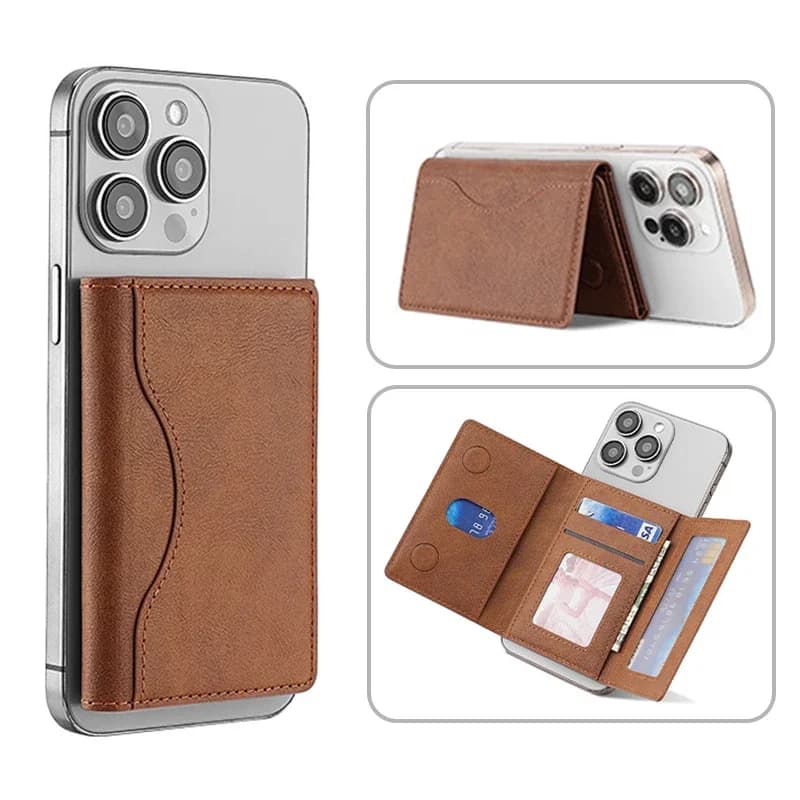 Powerful Magnetic Leather Wallet Magsafe for IPhone 16 15 Pro Max for IPhone 15 14 Pro Card Holder Phone Pouch Protective Case