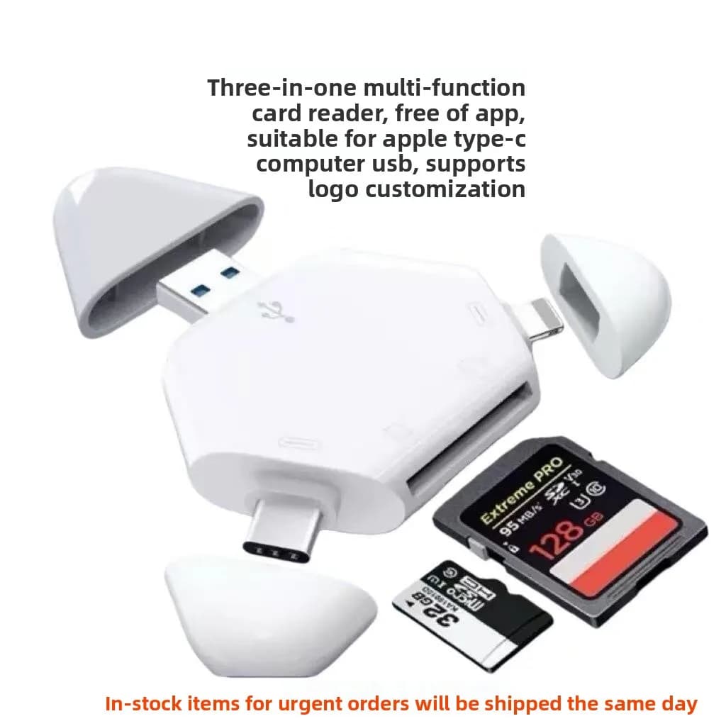 3 In 1 Magnetic Card Reader OTG Adapter USB SD TF Memory Card Reader For iPhone Type-C Smartphone Tablet