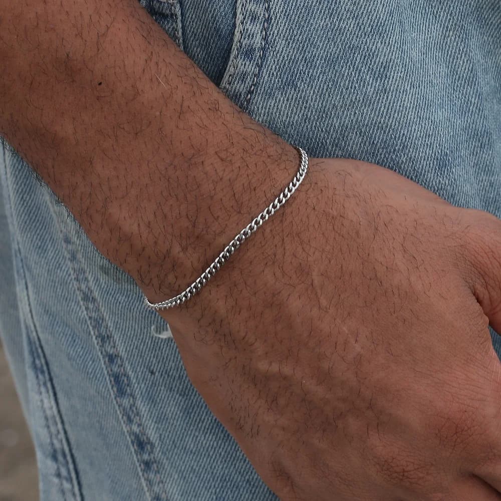 Bracciale a catena cubana in acciaio inossidabile Hip Hop per donna 3 5 7 mm Bracciale semplice da uomo in acciaio inossidabile Gioielli color oro