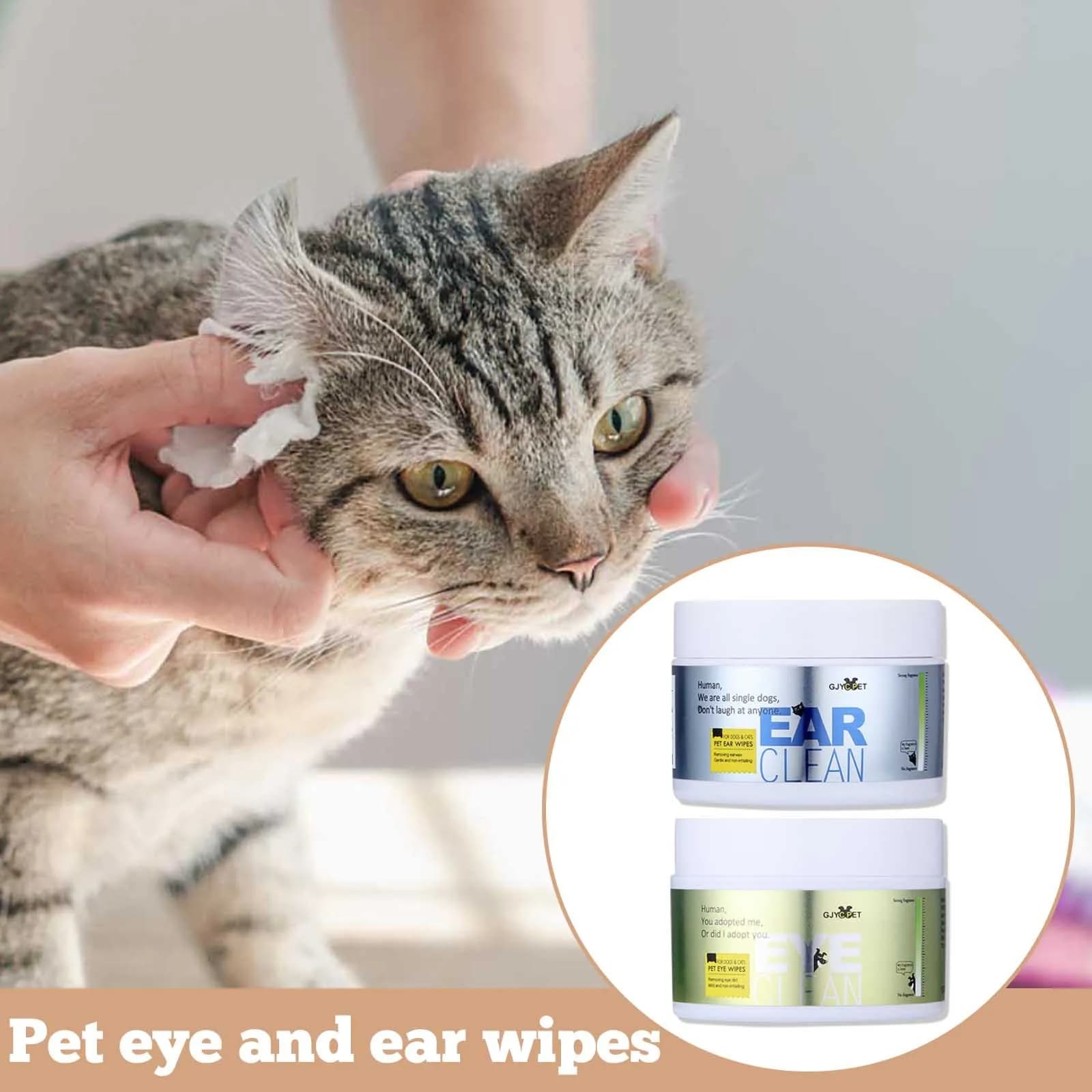 120 Pcs Pet Eye Wet Wipes Cat Dog Tear Stain Remover Gentle Cleaning Wipes Sterile Grooming Cleaning Paper Towels