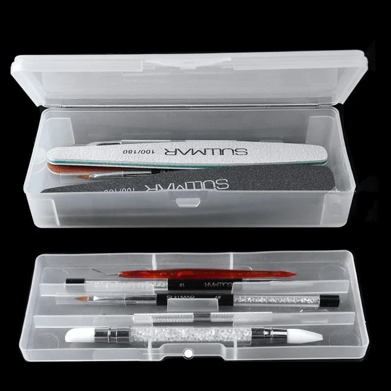 1Pc Double Layer Art Nails Tool Box Empty Storage Sweater Clippers Nail Brush Lime Plastic Container 22 Centimeters