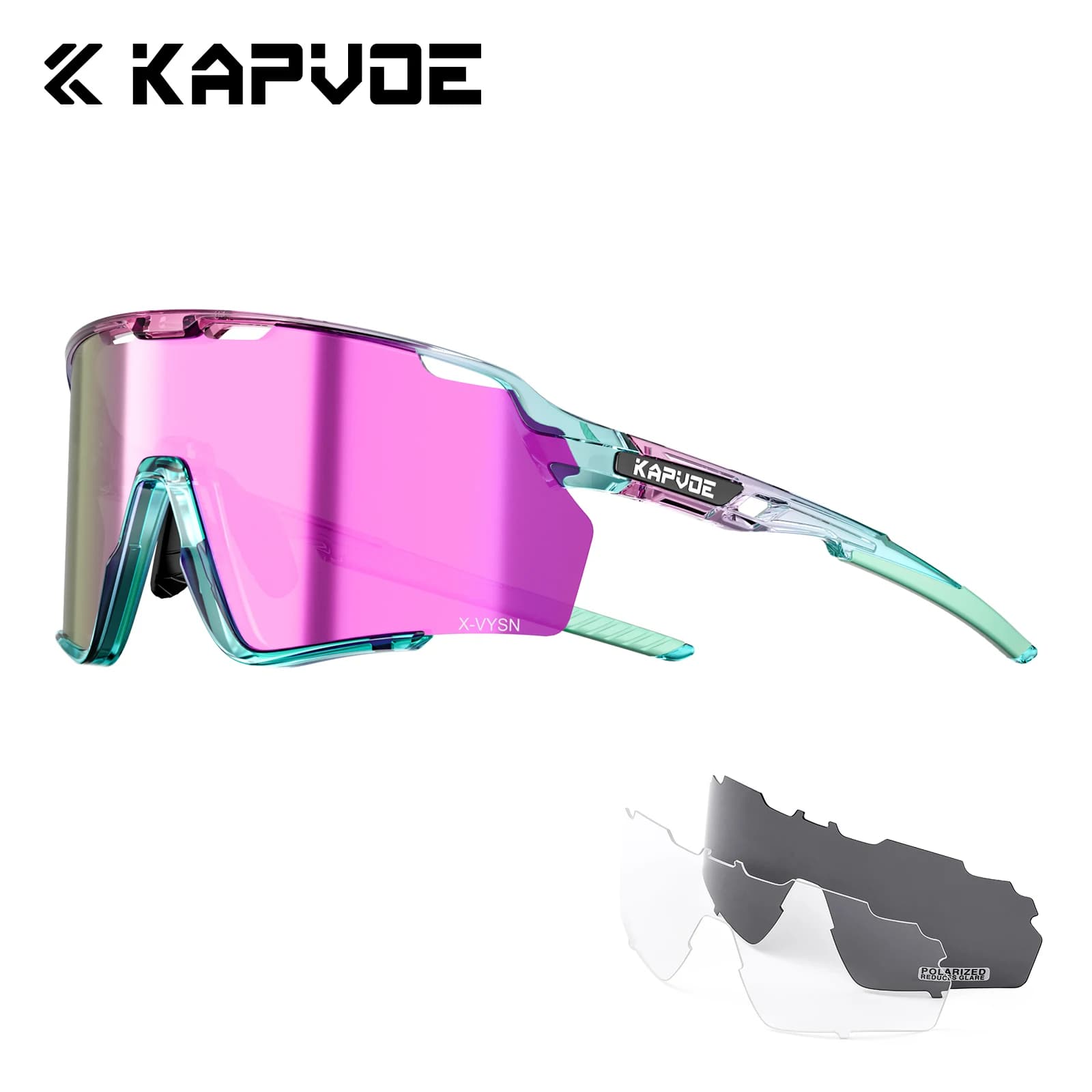Kapvoe 3 lenti Occhiali da ciclismo per uomo Occhiali da sole MTB Mountain Bike Occhiali da bicicletta Occhiali sportivi da donna Pattinaggio su strada