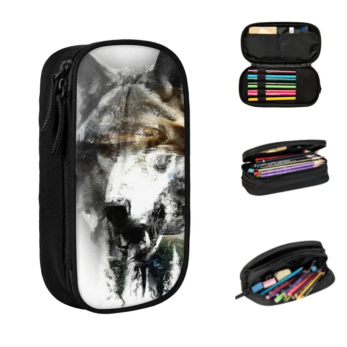 Astuccio per matite con disegno di lupo nel fango selvaggio, per bambini, regalo, astuccio per penne, borsa per matite, articoli di cancelleria, borsa porta penne