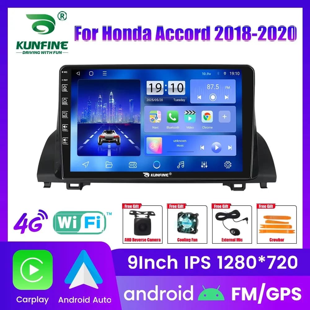Autoradio Android per Honda Accord 2018-2020, stereo 2Din Octa Core con navigatore GPS, schermo IPS, Carplay e Android Auto