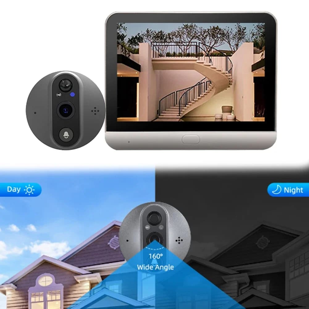 Smart Sliding Camera IPS Screen 4.3 Wireless Digital Doorbell PIR Motion Detection for Home Security Accessories