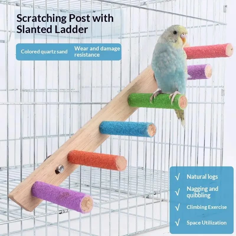 /6/8Step Bird Climbing Ladder Bird Frosted Pole Parrot Claw Grinding Teeth Grinding Pole Stand Toy Interactive Bird Accessories