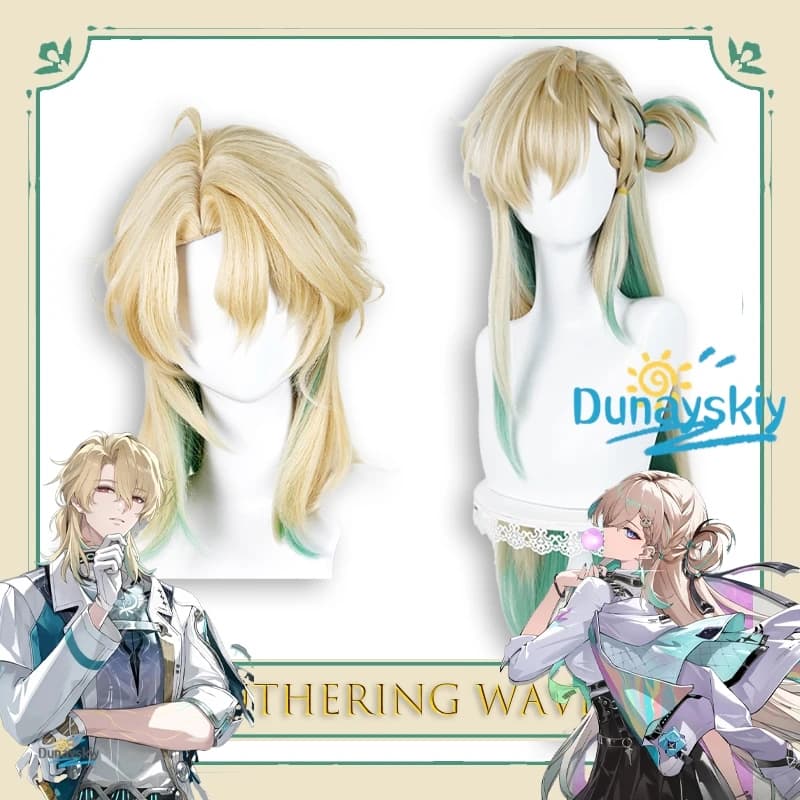 Lynae Wuthering Waves Parrucca Cosplay Sfumatura di Colore Del Cuoio Capelluto Top Filo Interdentale Seta Resistente Al Calore Sintetico Gioco Replica(