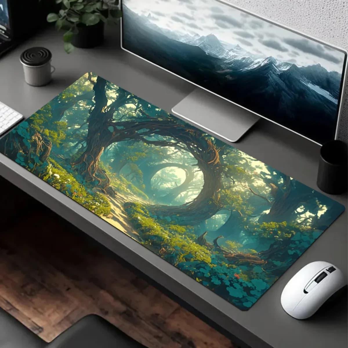 Forest Scenery Archway Mouse Pad Non-Slip Rubber Base Durable Mat for Office Gaming & Christmas Festival Gift
