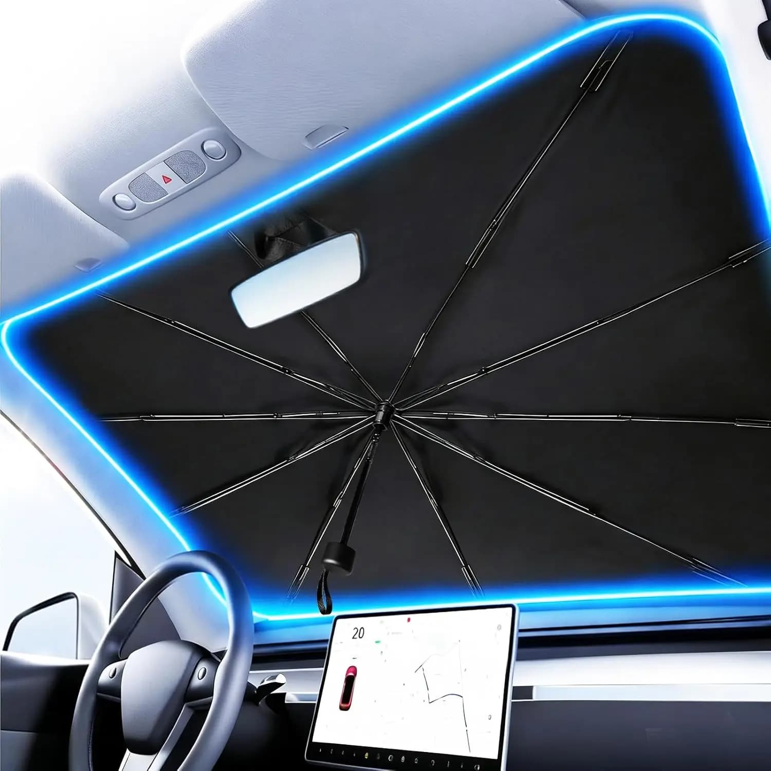 Parasole per parabrezza auto con 10 strati di protezione, protegge l'interno da calore e danni solari, 56"L x 31"W