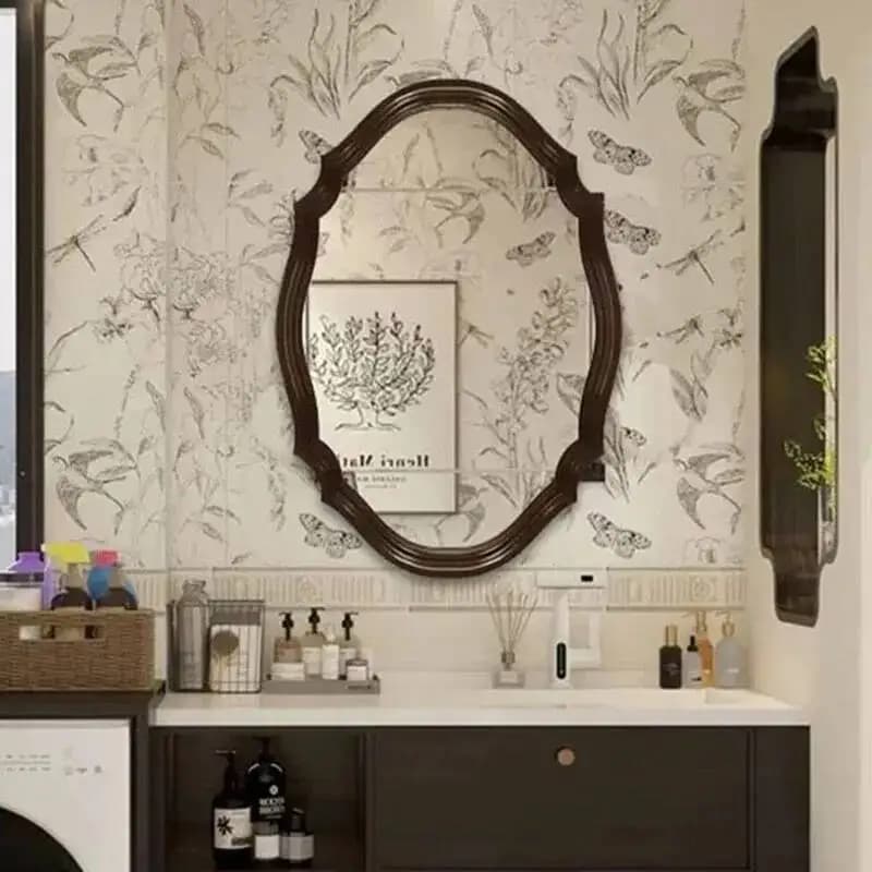 Specchio Ovale Irregolare di Lusso, Specchio da Parete per Bagno e Camera da Letto, Specchio Estetico per Ragazze e Uomini, Decorazioni per la Casa