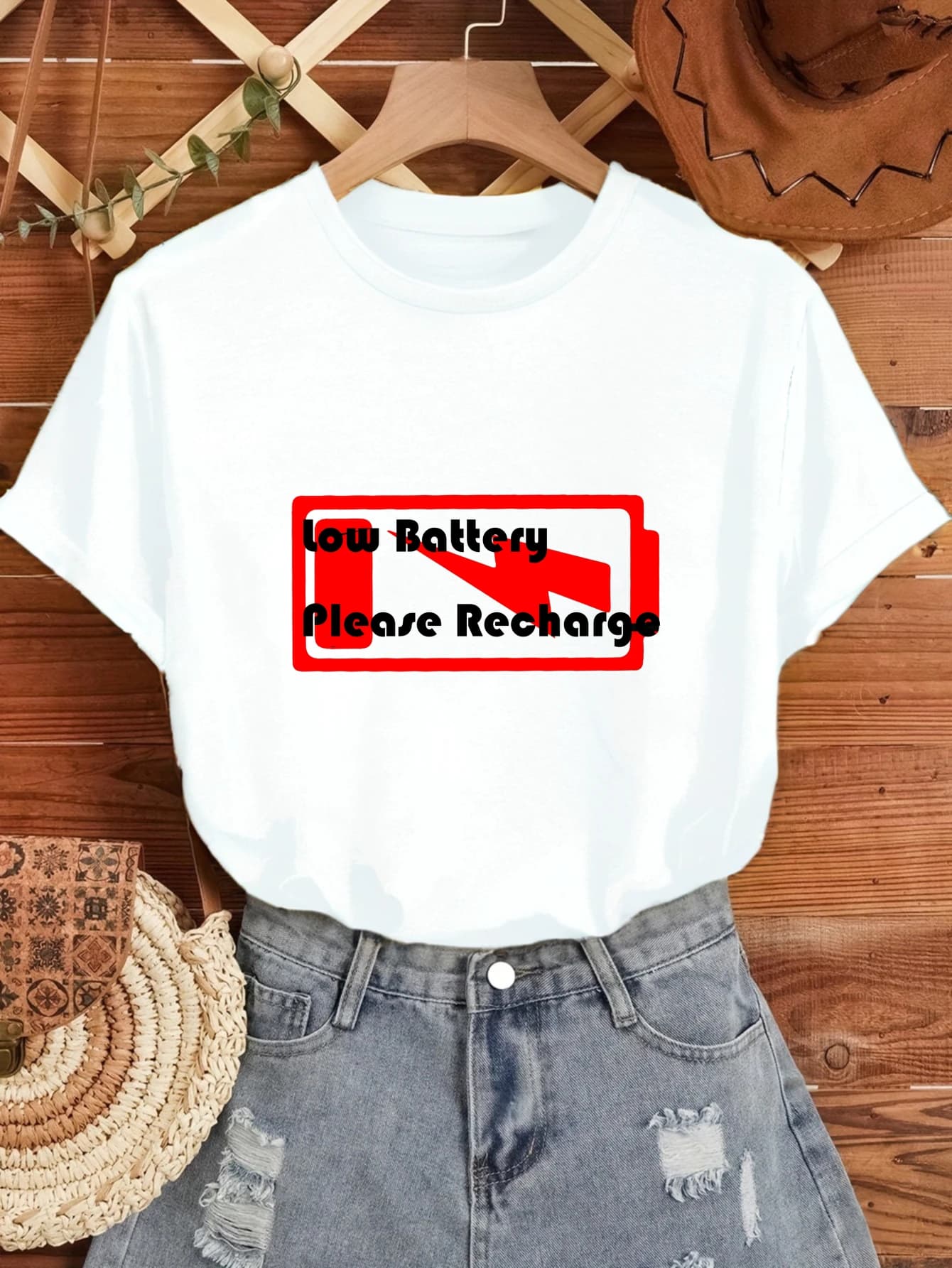 T-shirt da donna T-shirt anime casual in stile cinese Casual 100% cotone T-shirt stampata con freccia rossa che punta a sinistra per donna