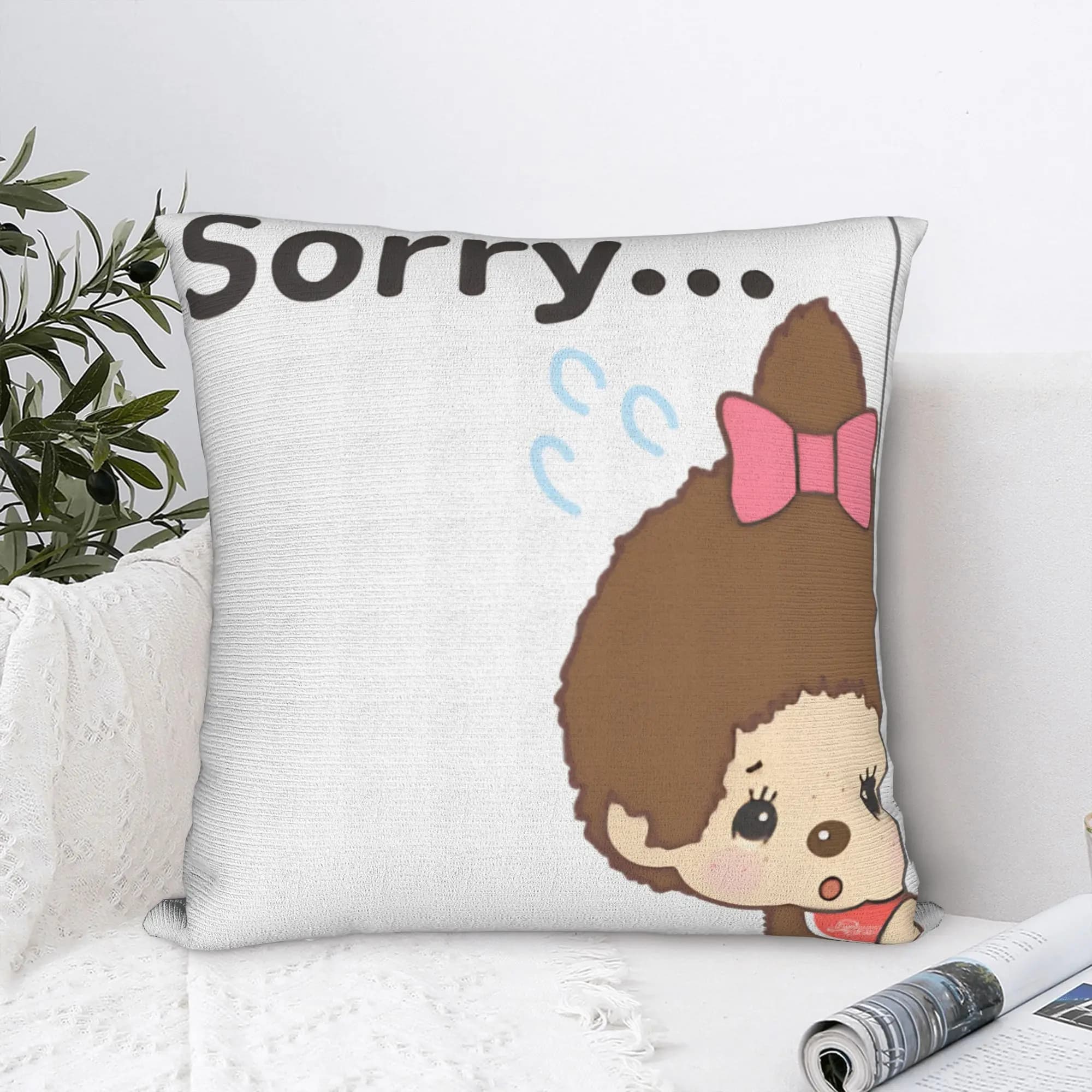 M-MonchhichiS Chan Fodera per cuscino con design Kawaii, federa per cuscino per divano, decorazione per la casa