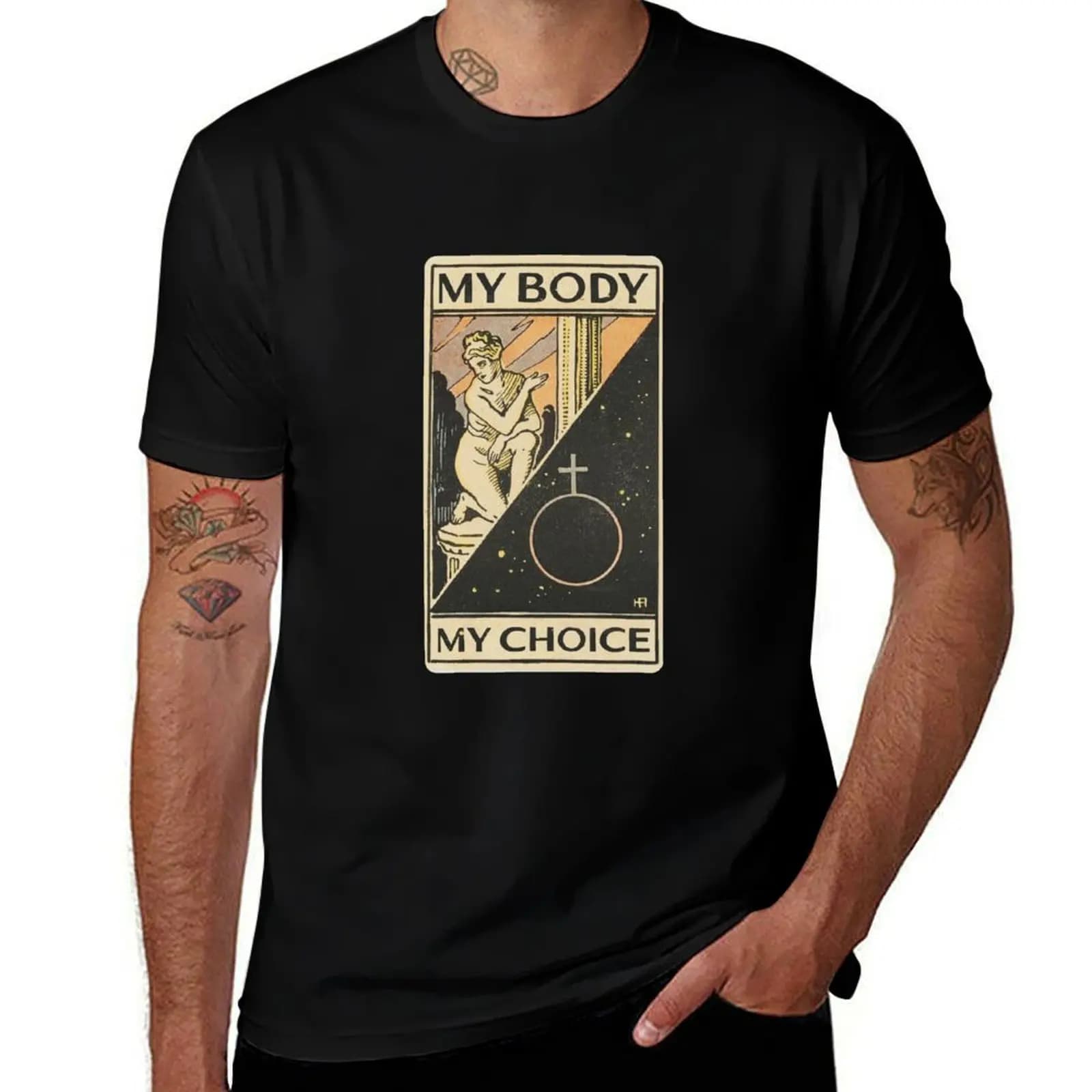 My Body My Choice - T-shirt con stampa di carte dei tarocchi antiche, modello alla moda