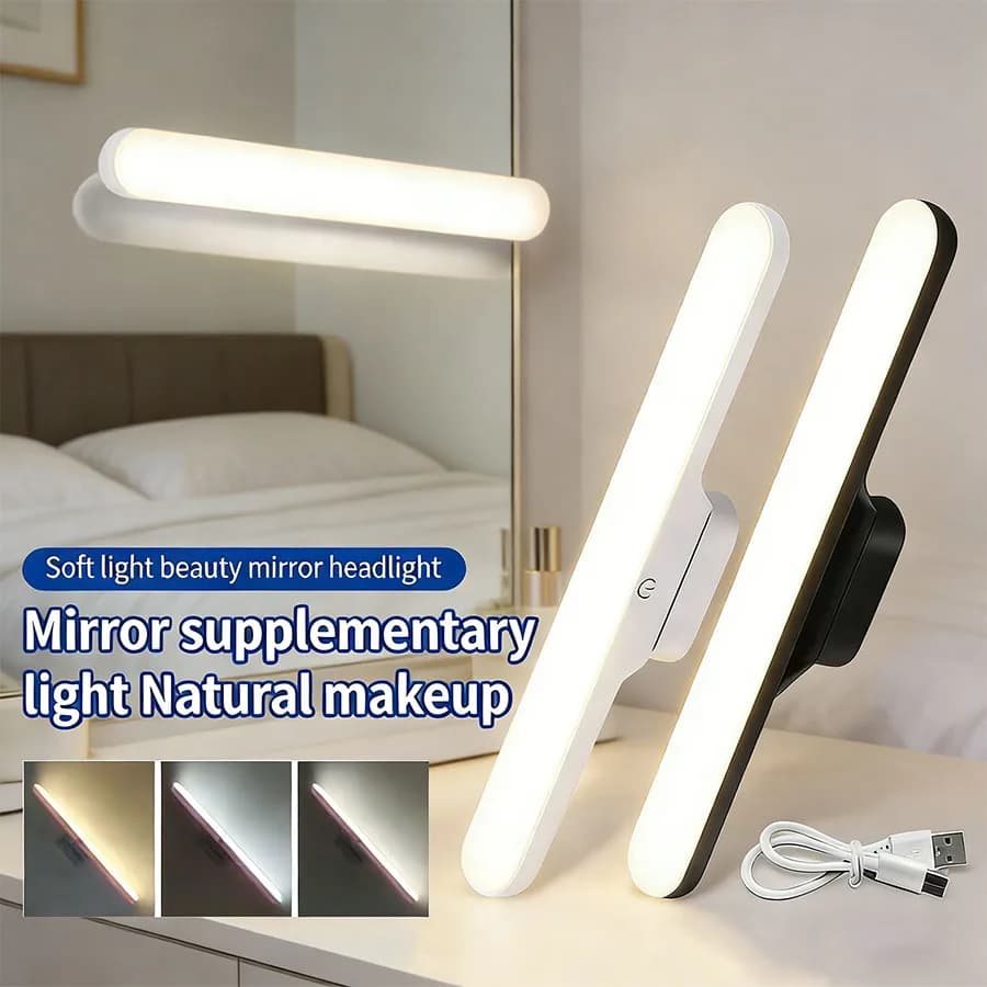 Lampada LED per Specchio da Trucco Ricaricabile con Dimmer Touch, Luce Magnetica per Vanità, Protezione Occhi per Camera da Letto, Armadio, Bagno
