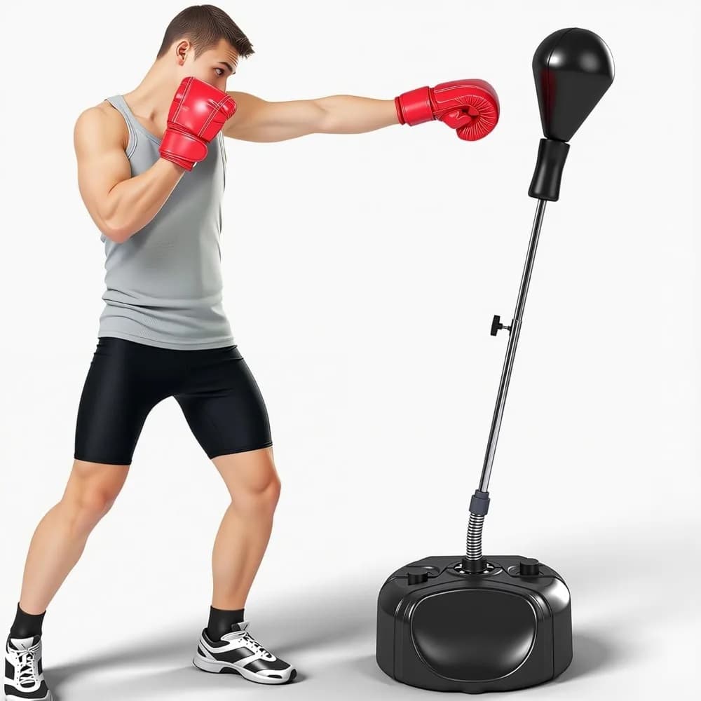 Sacco da Boxe Regolabile in Altezza con Supporto per Allenamento Fitness e Riduzione dello Stress per Adulti