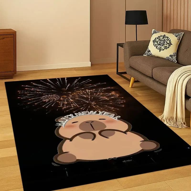 Tappeto Decorativo a Forma di Capibara per Camera da Letto, Soggiorno, Area Giochi, Zerbino, Arredo Casa, Tappeto Antiscivolo per Bambini, Regalo