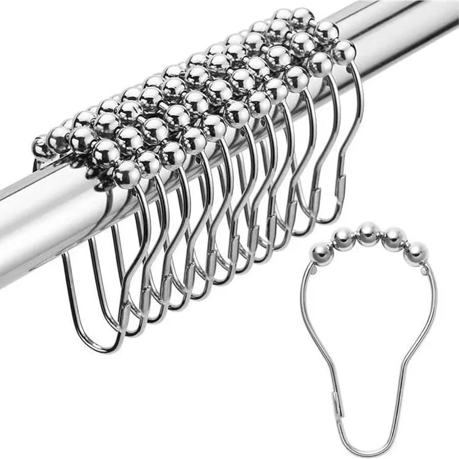 Ganci per tende da doccia Ganci decorativi per tende da doccia in acciaio inossidabile a prova di Rt per aste da doccia da bagno Set di 12 Nicke lucidati
