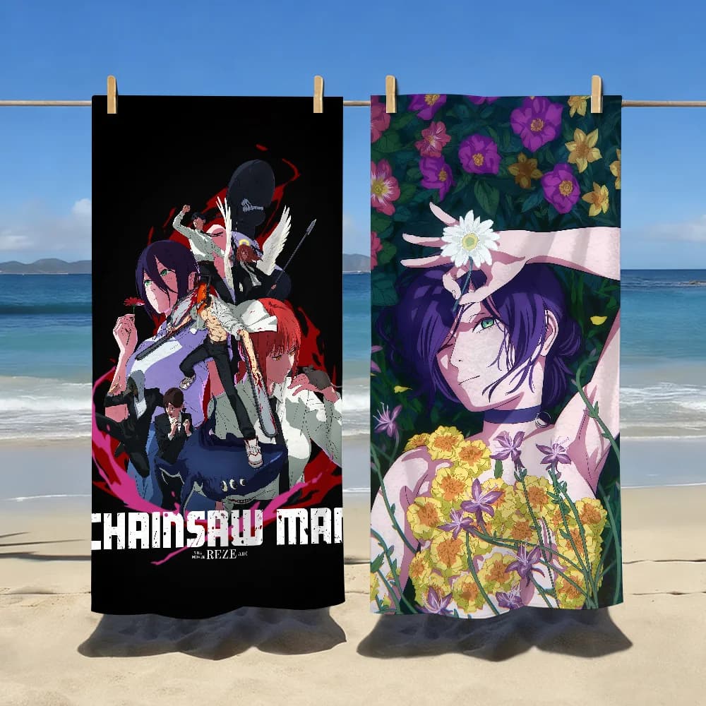Asciugamano da Spiaggia Grande e Leggero C-Chainsaw Man Anime Movie Reze Arc, Asciugatura Rapida, Antiscivolo, per Sport, Viaggi e Campeggio