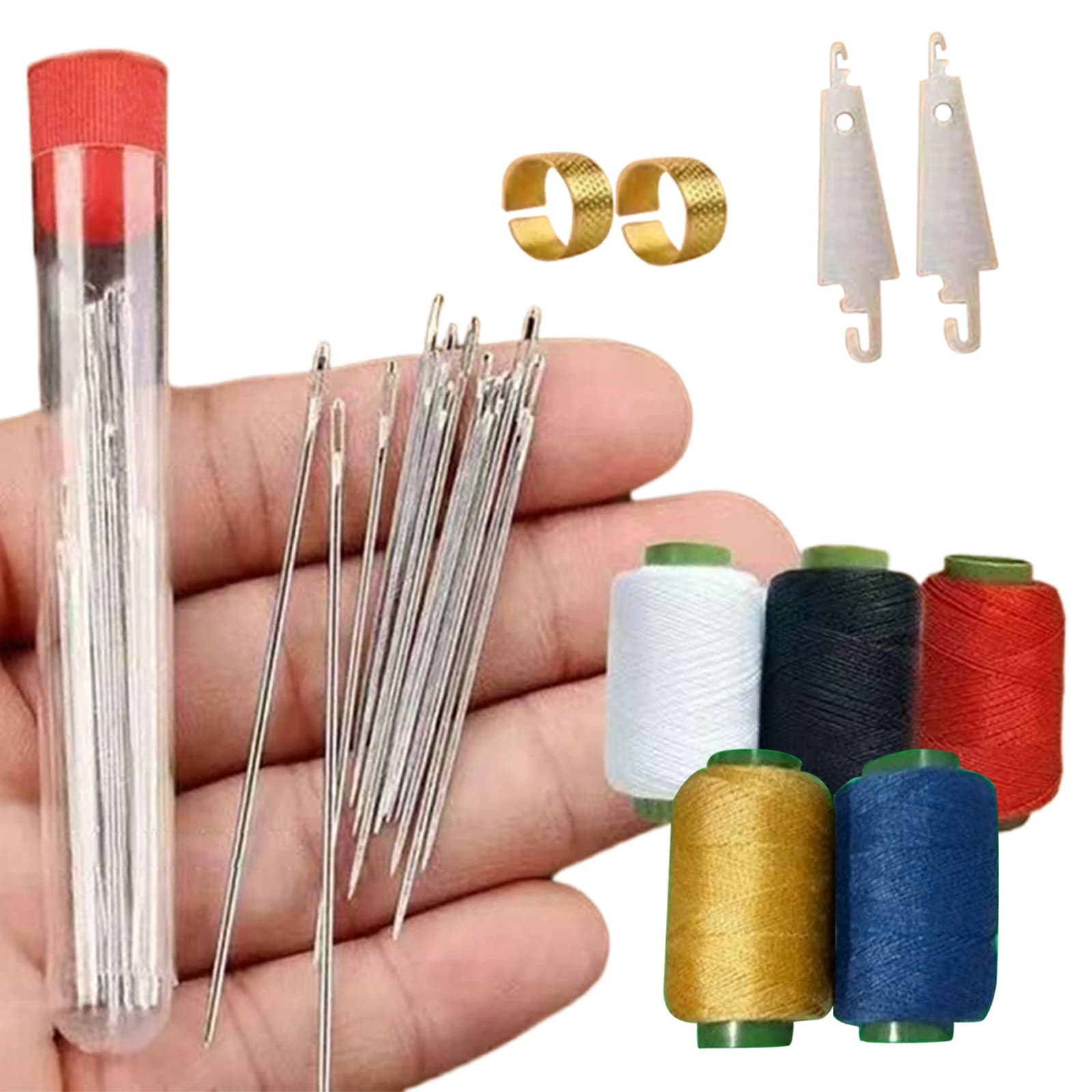 31/34/36/37 Pz/set Set di Strumenti per Cucire Kit di Aghi per Cucire in Acciaio a Occhio Grande Aghi per Cucire in Acciaio per Principianti Amanti Professionisti del Fai da Te