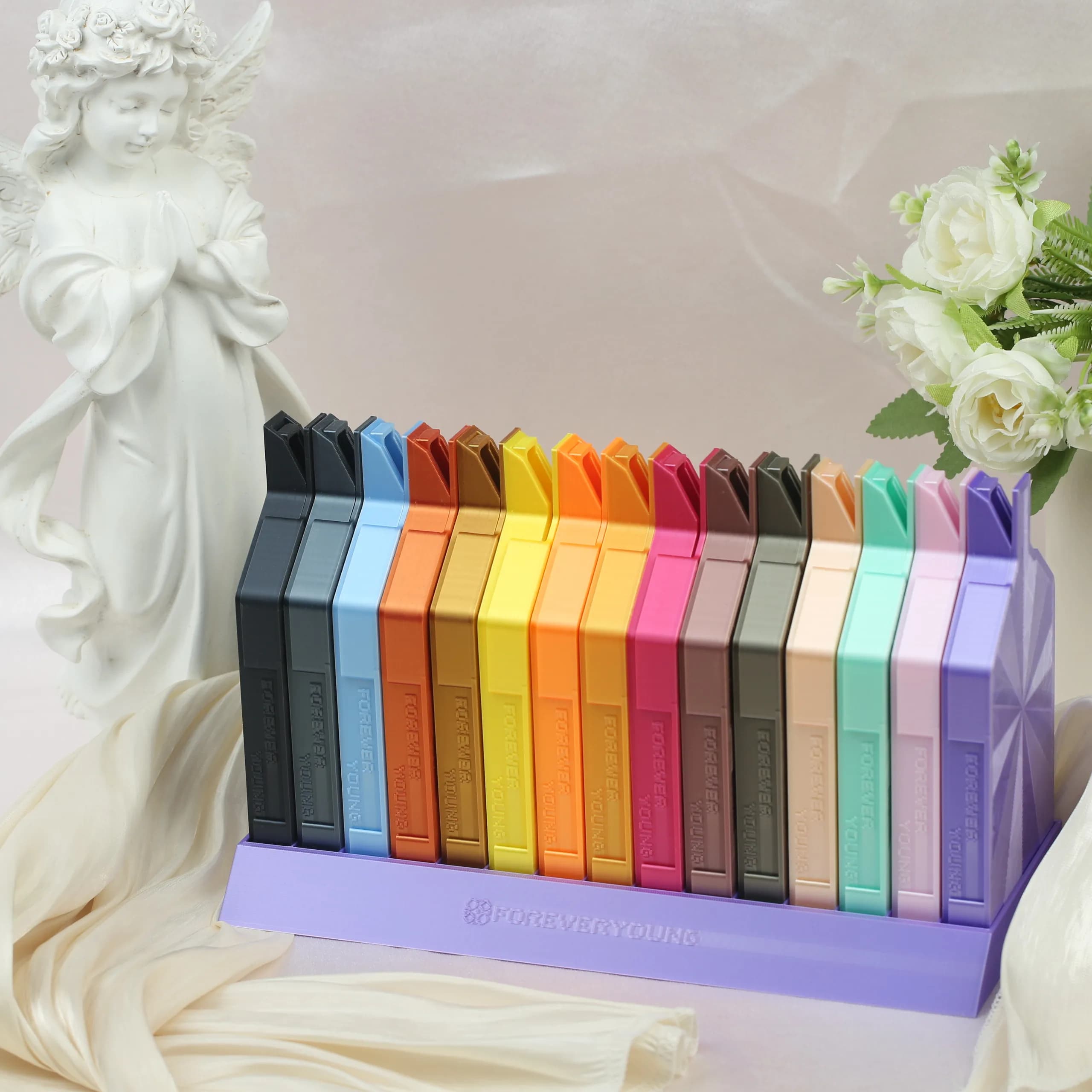 ForeverYoung Scatola portaoggetti per vassoio per pittura con diamanti in pendenza viola a fila singola Accessori per strumenti per pittura con diamanti (solo scaffale viola)