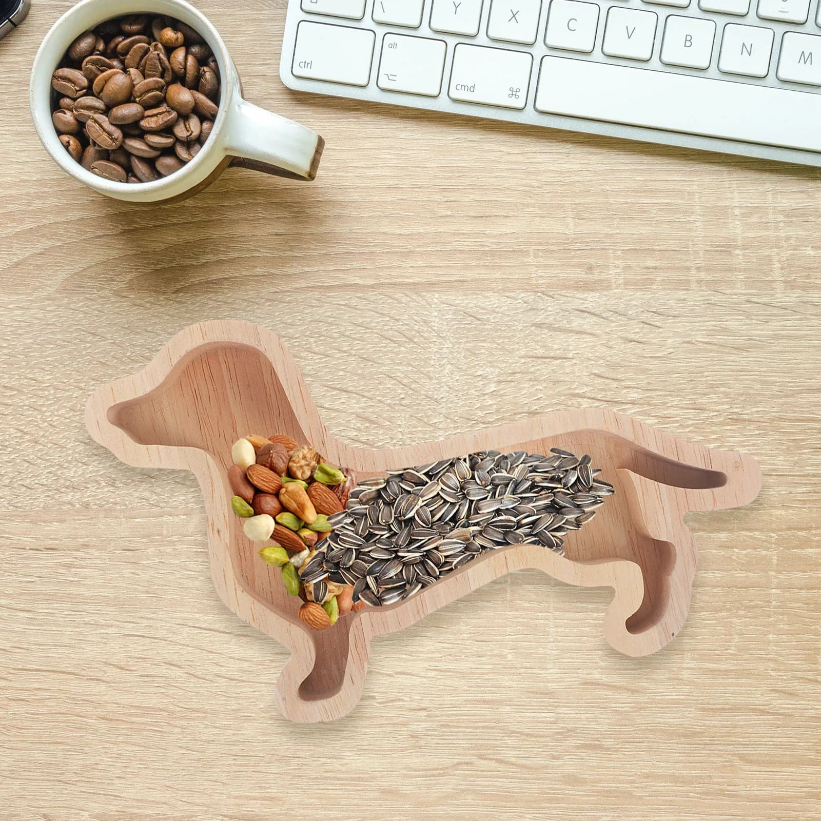 Vassoio di legno a forma di cane bassotto di Natale Piatto di snack Piatto di caramelle Piatti di noci Piatti da dessert Vassoi di stoccaggio Vassoio da portata di Natale