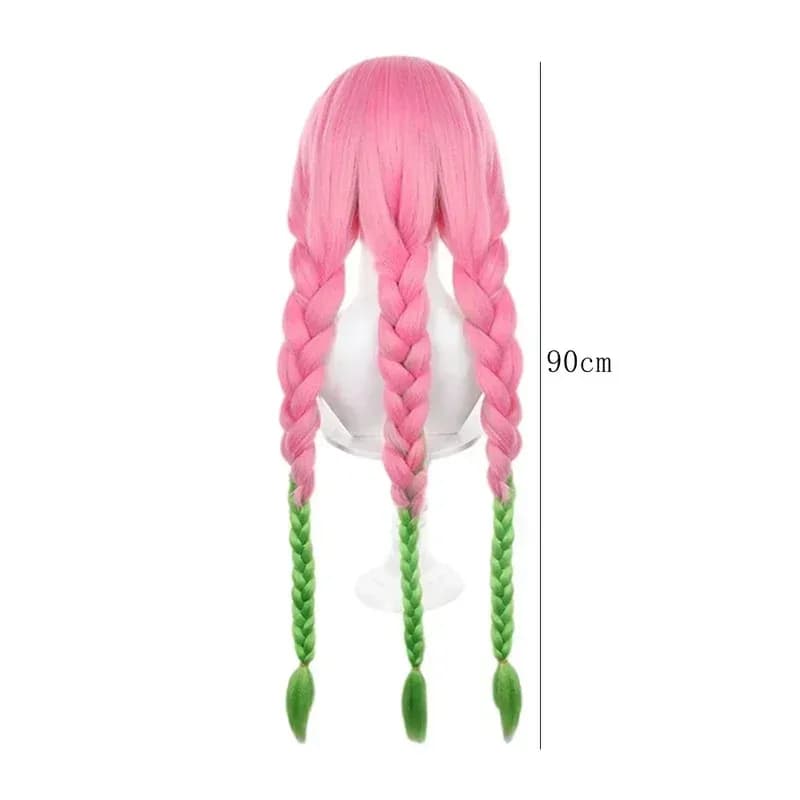 Anime Kimetsu No Yaiba Kanroji Mitsuri Cosplay Wigs Pink Green Gradient Synthetic Hair Party Festival Carnivalx,5;d'2.y;8'
