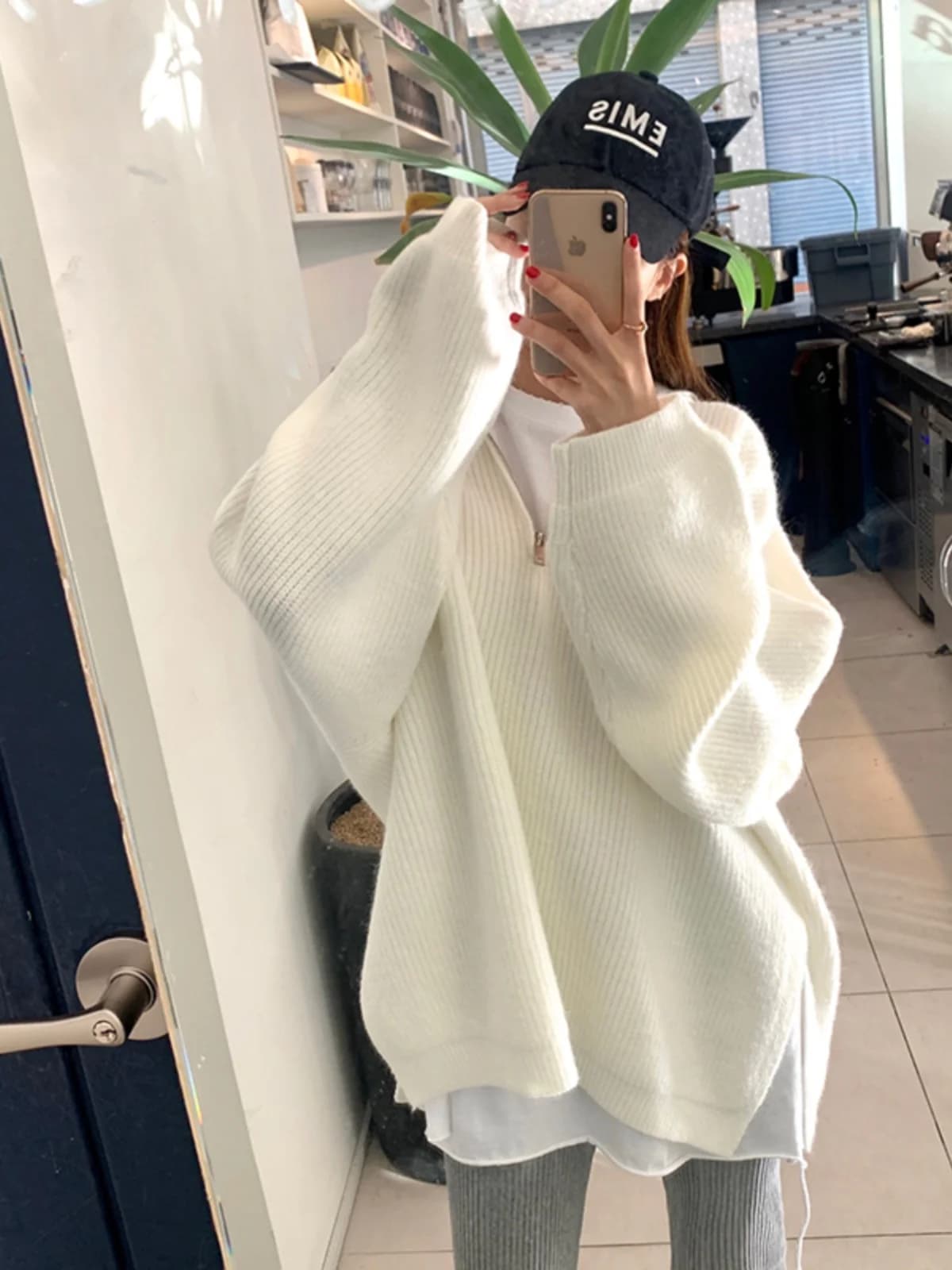 Maglione Lavorato a Maglia Spesso e Morbido da Donna, con Collo Alto, Maniche Lunghe, Cerniera Laterale e Spacco, Felpa con Cappuccio di Media Lunghezza, Stile Casual alla Moda