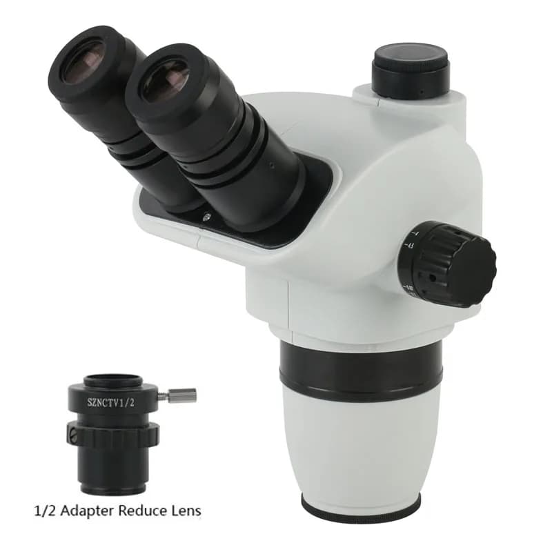 Microscopio stereo trinoculare da laboratorio con zoom simul-focale 6.7X-45X Punto oculare elevato Ampio campo WF10X/22 con adattatore per fotocamera CTV1-2 0.5X