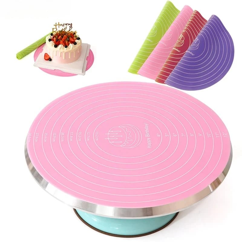 2 silicone cake mats with swivel base, non-stick, high temperature resistant, oven tools.