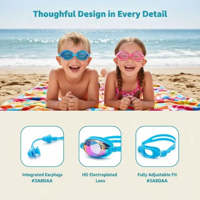 New One Size Fits Most Kids Swimming Goggles and Cap Anti Fog Waterproof for Boys Girls Indoor Swim Pool Training