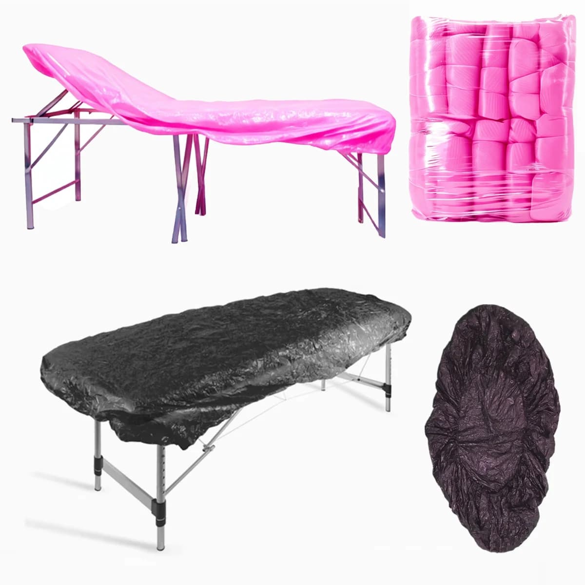 10 Pieces Black/Rosa Tattoo Cover, Plastic, Use and Drop Raincoats, for SPA, Massage, Treatments, Tattoo Studio Supplies