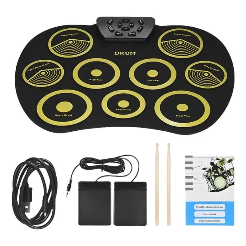 Set batteria elettrica M5TC, 9 pad per batteria con altoparlanti, set batteria elettronica avvolgibile con pedali regalo