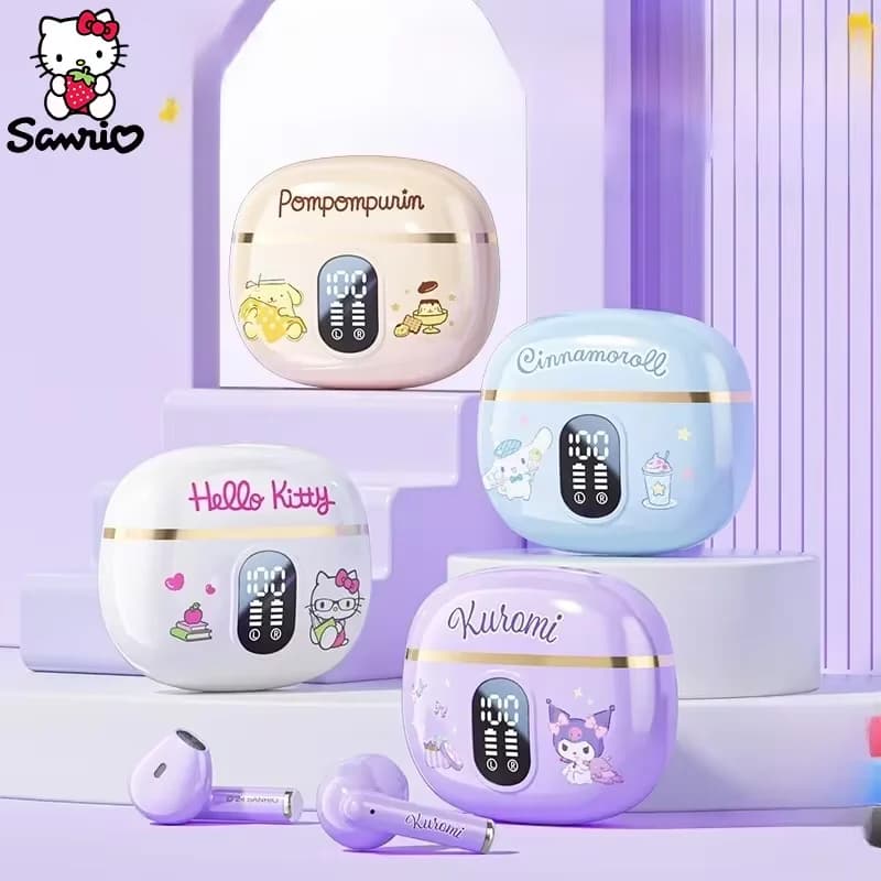 Auricolari Sanrio TWS BL48 Kuromi Auricolari Bluetooth Cinnamoroll Auricolare wireless Hello Kitty Sport Cuffie da gioco con riduzione del rumore