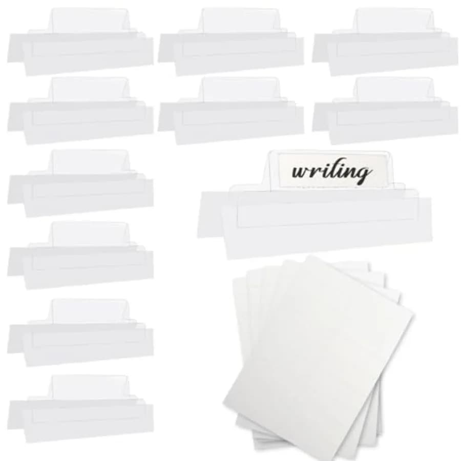 100 Pieces 2 Inch Insertable Self-Adhesive Tabs with Printable Inserts and File Folder Labels - Clear Planner Tabs for Book Pag