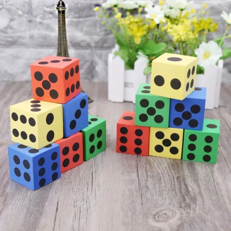 Set dadi in schiuma Confezione sfusa da 12, dadi grandi colorati assortiti in schiuma con punti numerici, bomboniere