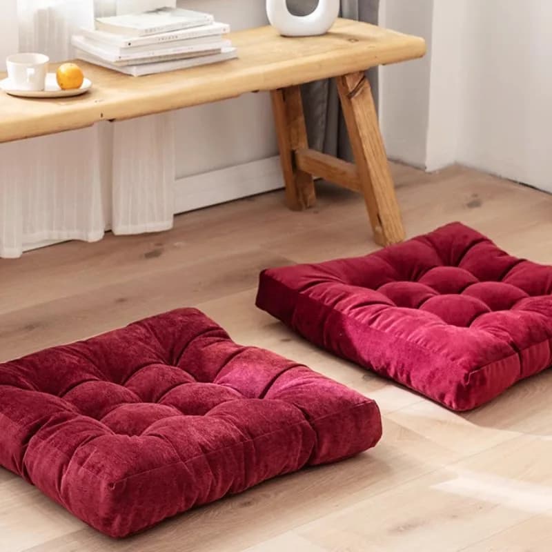 Christmas Red Large Square Floor Cushion Thickened Gift Floor Seat Pillow Meditation Tatami Mat Pad Ottoman Pouf for Yoga Office