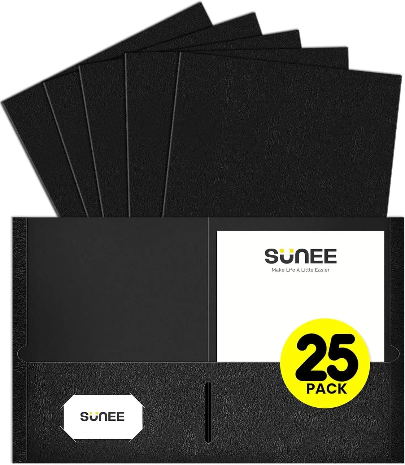 Confezione da 25 Cartelle Nere a 2 Tasche per Fogli Formato Letter, Organizzatori per Documenti Resistenti per Scuola, Ufficio, Casa e Azienda