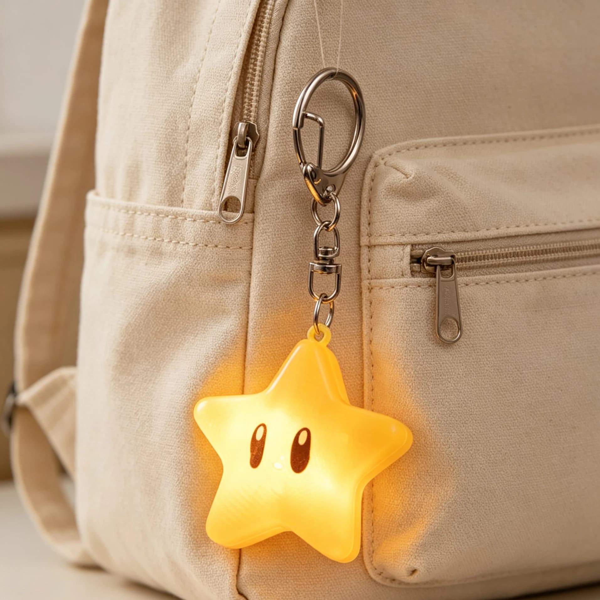Five Point Star Cute Keychain LED Illuminated Night Use Purse Accessory Cartoon Car Key Holder Pendant Bag Decoration Gift