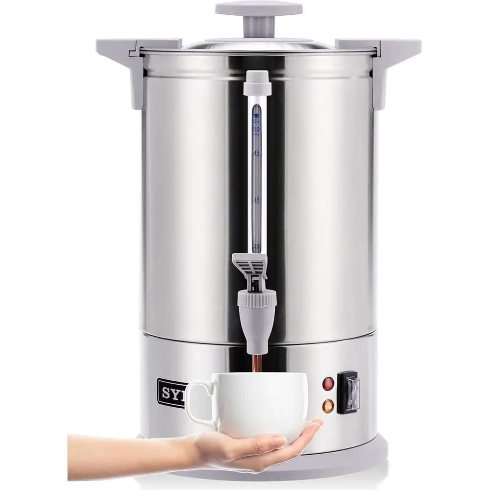 Caffettiera percolatore in acciaio inox di qualità commerciale, 50 tazze, 8 litri, grigia per catering