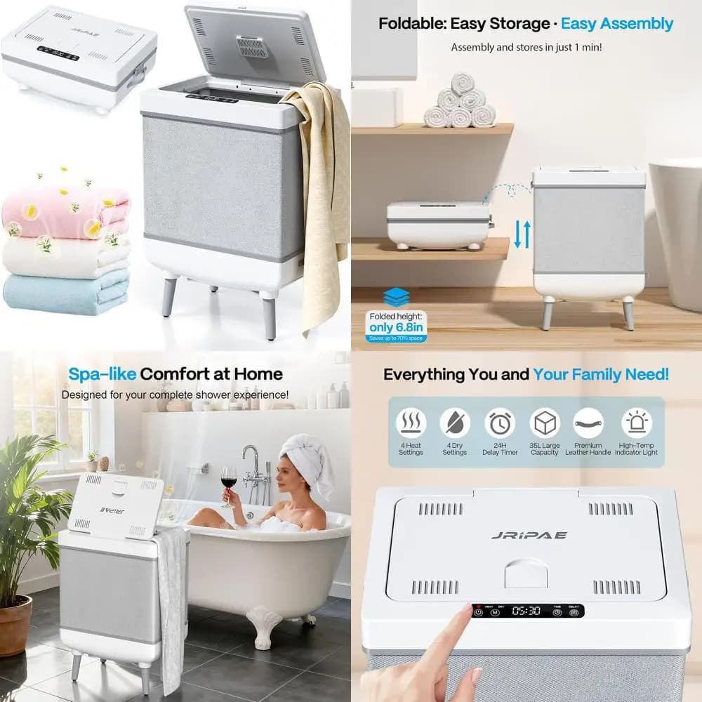 Scaldasalviette da 35L con Asciugatore, Timer Ritardato, Riscalda Accappatoi, Coperte e Asciugamani Grandi