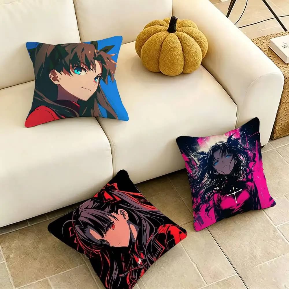 Fate stay night Rin Tohsaka Pillow Case Square Double-Sided Sofa Cushion Cover Bedroom Bedside Pillow Gift