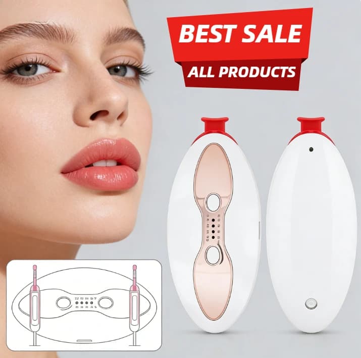 2-in-1 device with Red Light for Lip and Eyes, Anti-Age Mask with Hot Compression, Collagen Stimulator, Gift
