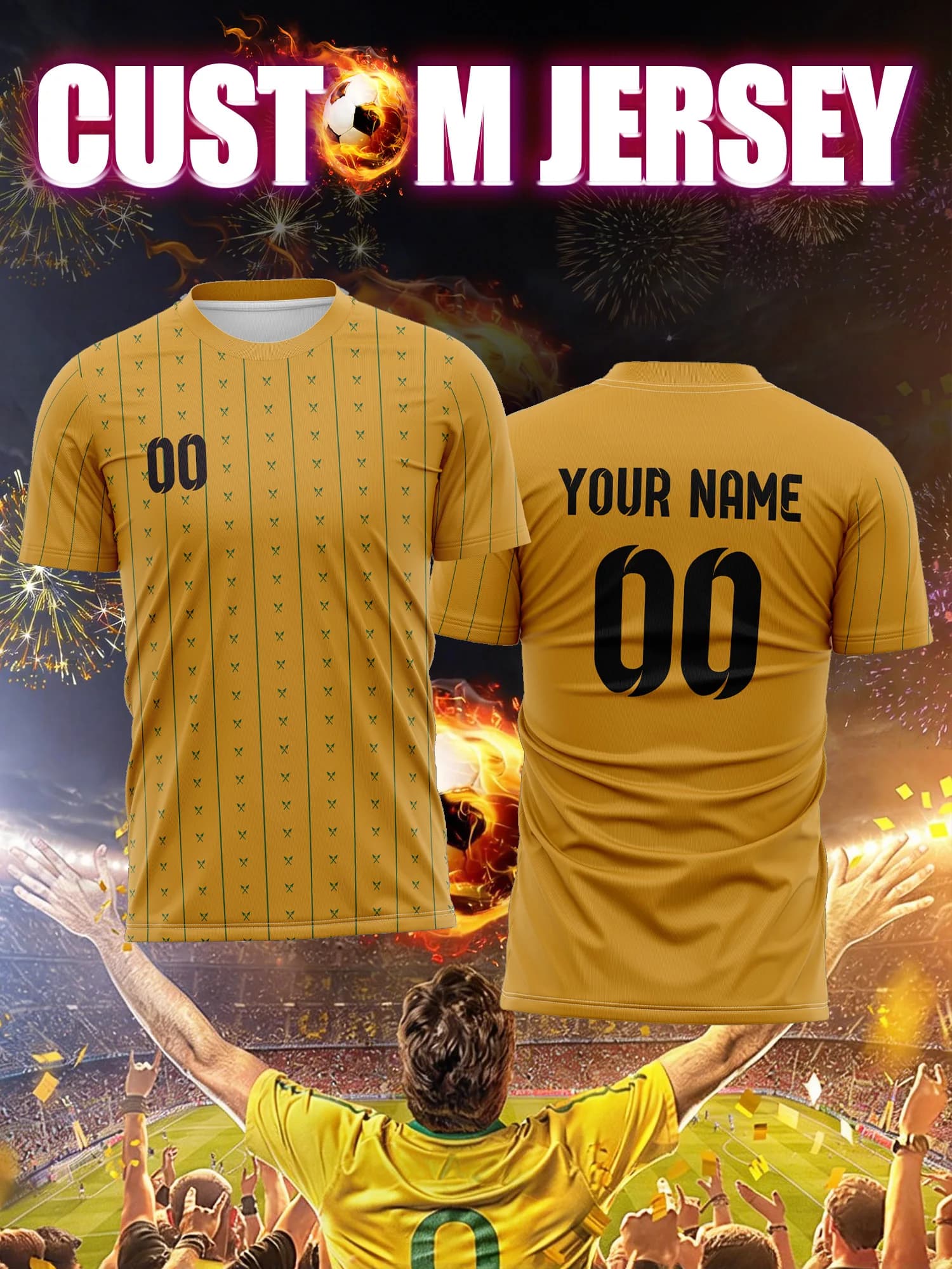 Maglia da Calcio Personalizzata con Immagine, Numero e Nome, Grafica Frontale Grande, Nome in Evidenza su Abbigliamento da Calcio