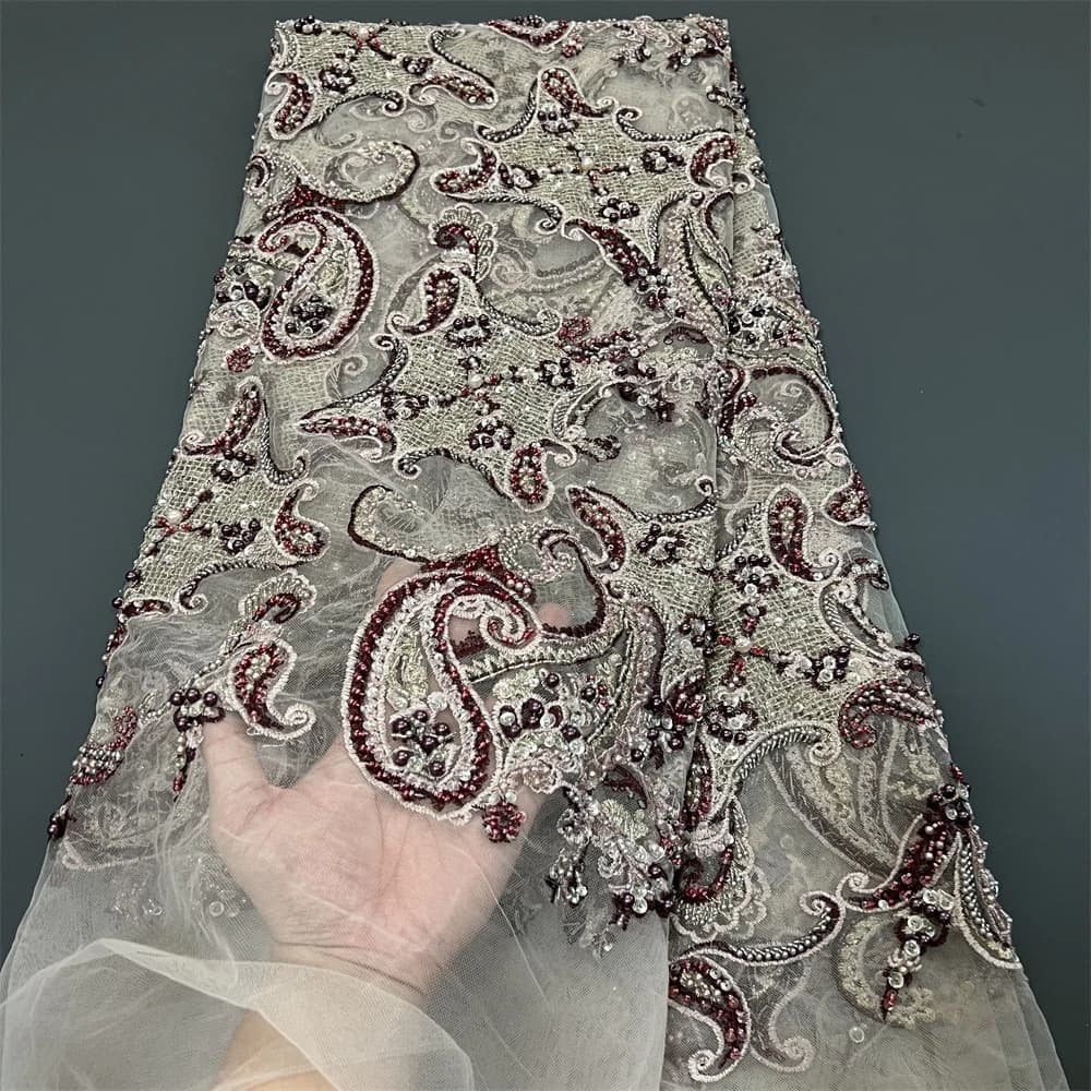 2026 Latest African Nigerian Guipure Embroidery Sequins Tulle Lace Fabric High Quality for Sewing Dresses ZJ138